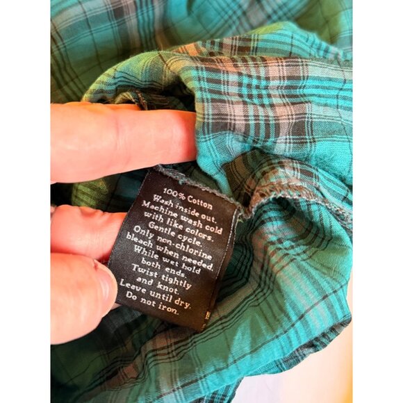NWT Rock & Republic Womens Crinkled green  Plaid Shirt With Studded Details Butt - Picture 8 of 8